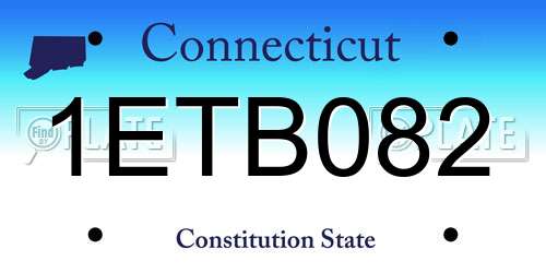 1ETB082 Connecticut License Plate