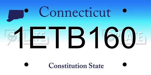 1ETB160 Connecticut License Plate