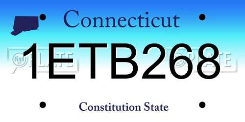 1ETB268 Connecticut License Plate
