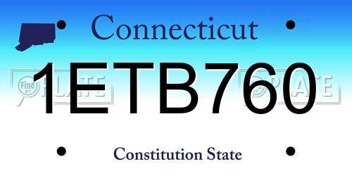 1ETB760 Connecticut License Plate
