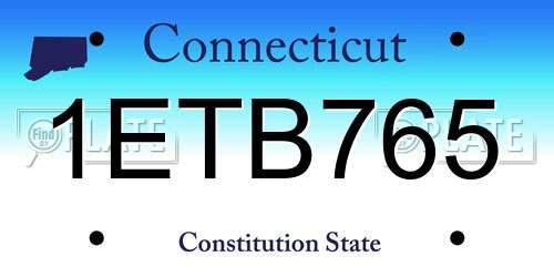 1ETB765 Connecticut License Plate