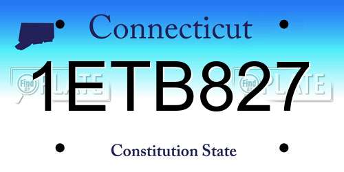 1ETB827 Connecticut License Plate