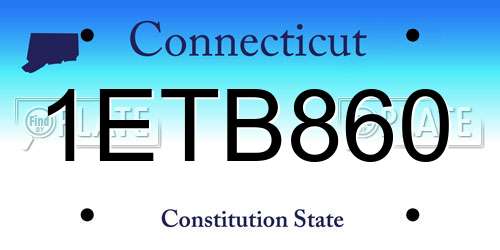 1ETB860 Connecticut License Plate