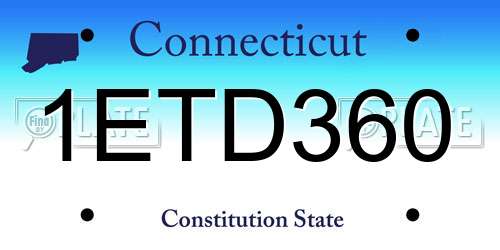 1ETD360 Connecticut License Plate