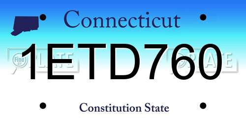 1ETD760 Connecticut License Plate