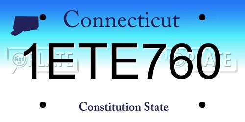1ETE760 Connecticut License Plate
