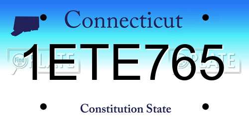 1ETE765 Connecticut License Plate