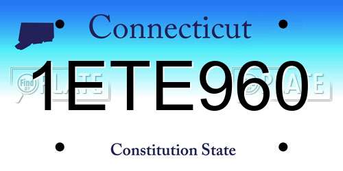 1ETE960 Connecticut License Plate