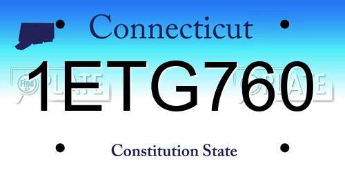 1ETG760 Connecticut License Plate