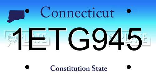 1ETG945 Connecticut License Plate