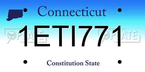 1ETI771 Connecticut License Plate