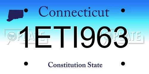 1ETI963 Connecticut License Plate