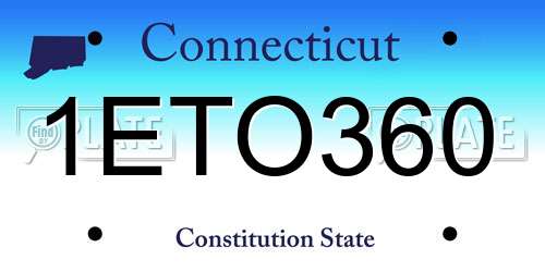 1ETO360 Connecticut License Plate