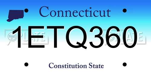 1ETQ360 Connecticut License Plate