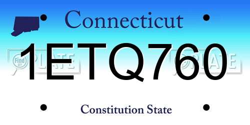 1ETQ760 Connecticut License Plate