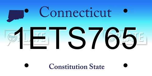 1ETS765 Connecticut License Plate