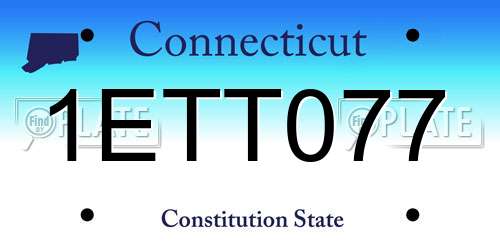 1ETT077 Connecticut License Plate
