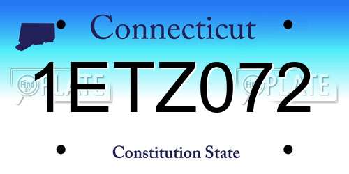 1ETZ072 Connecticut License Plate