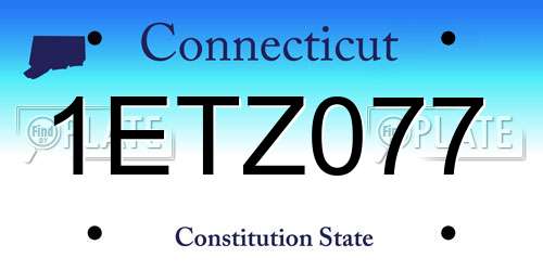 1ETZ077 Connecticut License Plate