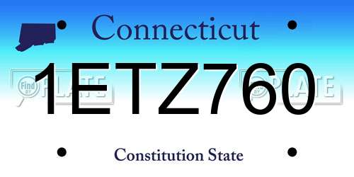 1ETZ760 Connecticut License Plate