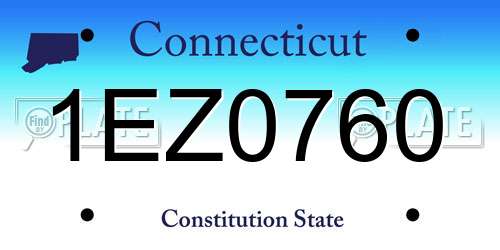 1EZ0760 Connecticut License Plate