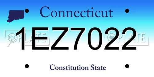 1EZ7022 Connecticut License Plate