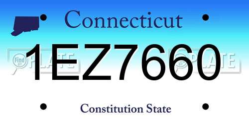 1EZ7660 Connecticut License Plate