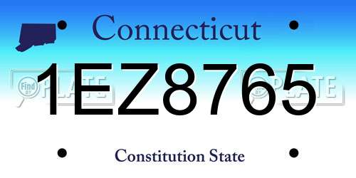 1EZ8765 Connecticut License Plate