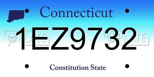1EZ9732 Connecticut License Plate