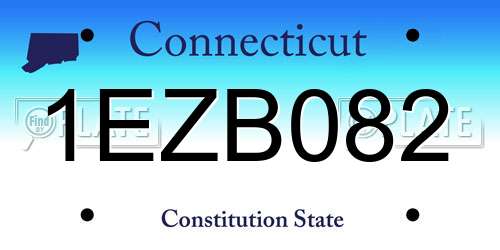 1EZB082 Connecticut License Plate