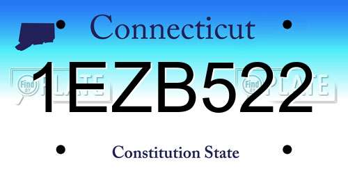 1EZB522 Connecticut License Plate