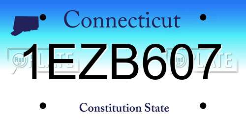 1EZB607 Connecticut License Plate