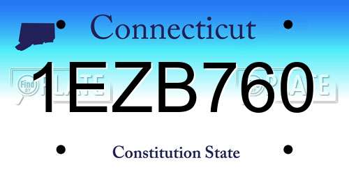 1EZB760 Connecticut License Plate