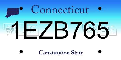 1EZB765 Connecticut License Plate