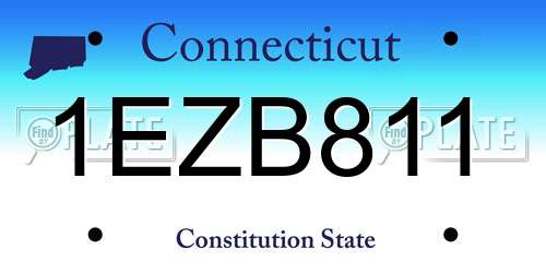 1EZB811 Connecticut License Plate