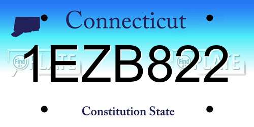 1EZB822 Connecticut License Plate