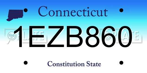 1EZB860 Connecticut License Plate