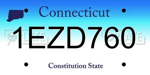 1EZD760 Connecticut License Plate
