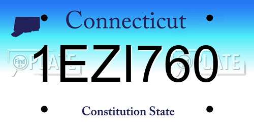 1EZI760 Connecticut License Plate