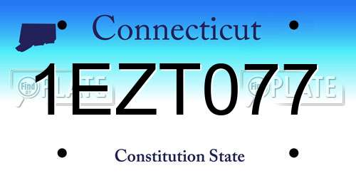1EZT077 Connecticut License Plate