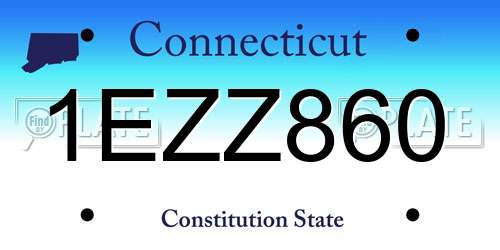 1EZZ860 Connecticut License Plate
