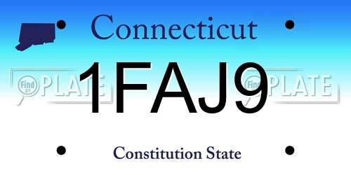 1FAJ9 Connecticut License Plate