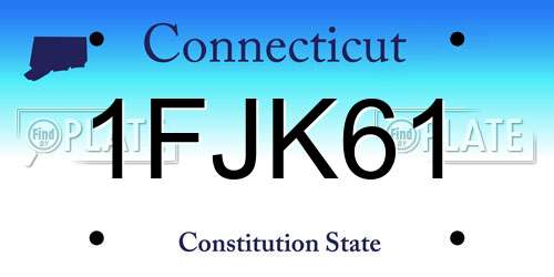 1FJK61 Connecticut License Plate
