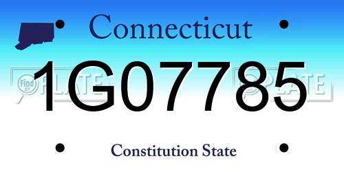 1G07785 Connecticut License Plate