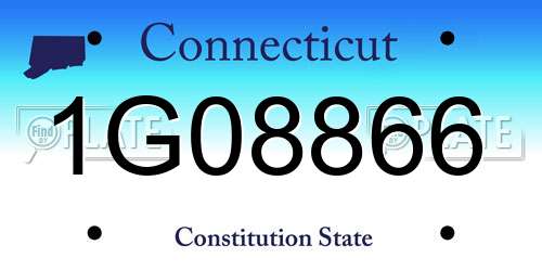 1G08866 Connecticut License Plate