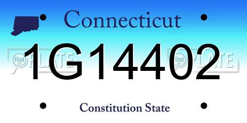 1G14402 Connecticut License Plate