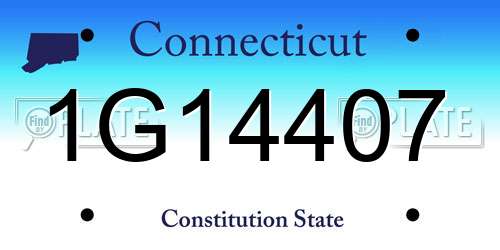 1G14407 Connecticut License Plate