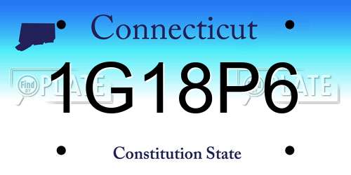 1G18P6 Connecticut License Plate