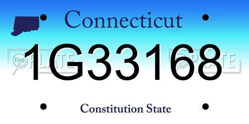 1G33168 Connecticut License Plate