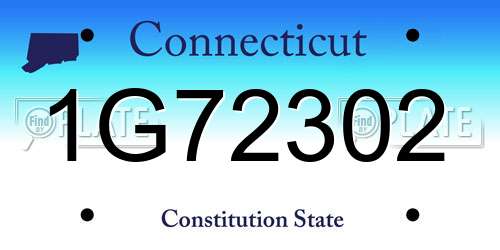 1G72302 Connecticut License Plate